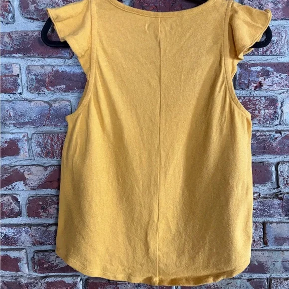 Madewell Mustard Yellow Flutter Sleeve Knit Top Textured Tee Casual Size S - Picture 3 of 3